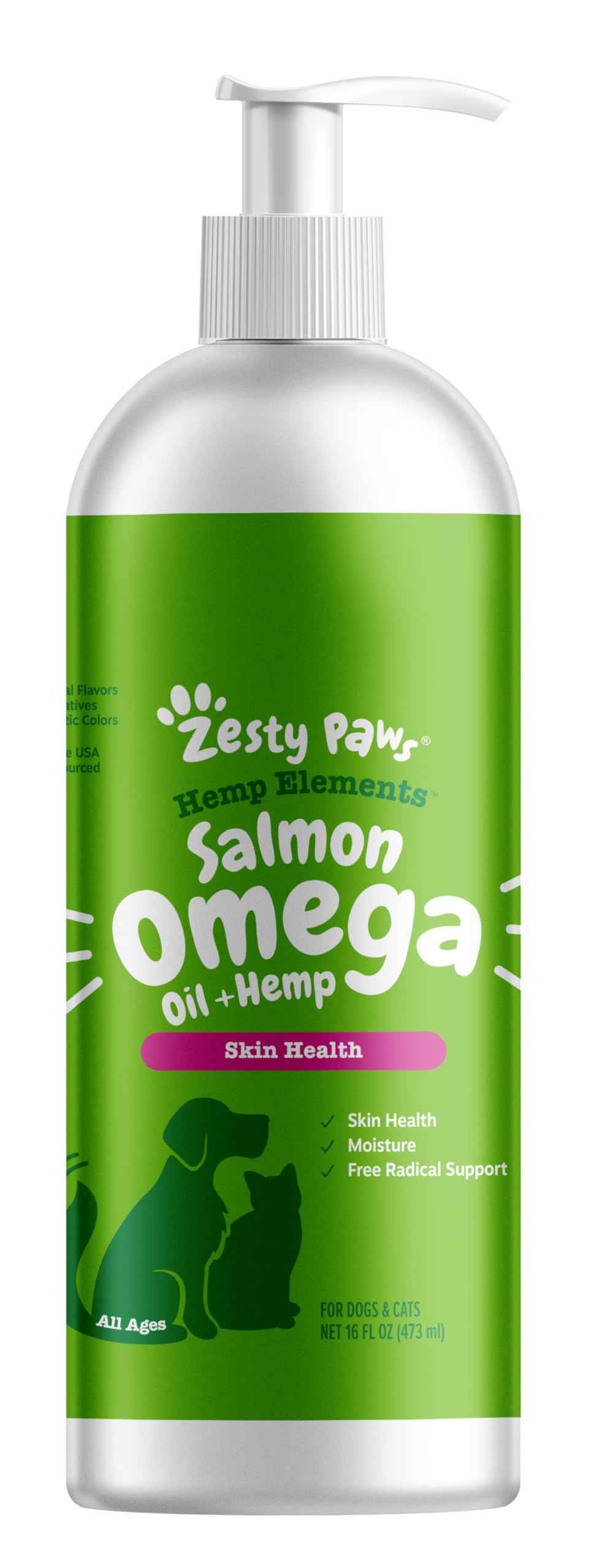 Zesty Paws Wild Alaskan Omega-3 Blend Pollock + Salmon Oil for Dogs and Cats- Skin and Coat Support, Omega 3 Supplement for Pets, 8.5oz