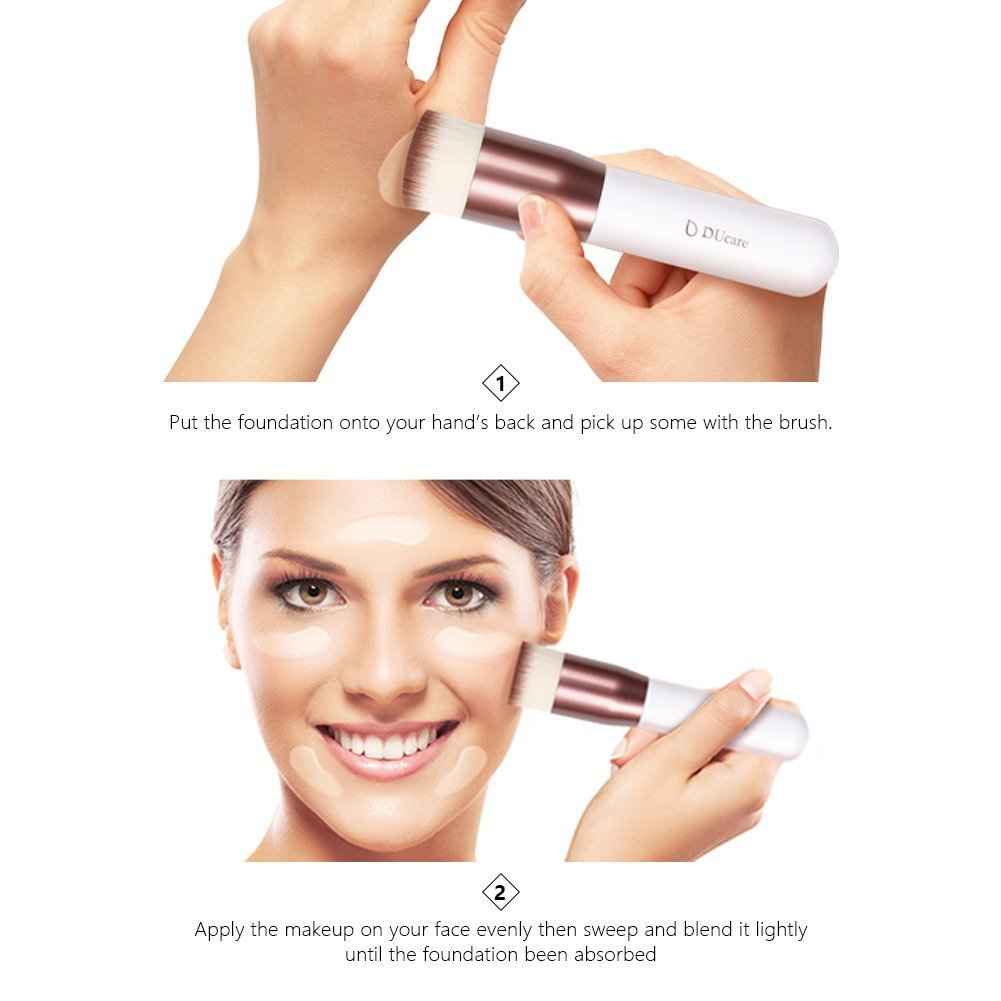 DUcare Kabuki Foundation Brush for Liquid Makeup Flat Top Professional Stick Buffing Blending Mineral Powder Large Face Makeup Brush, Black