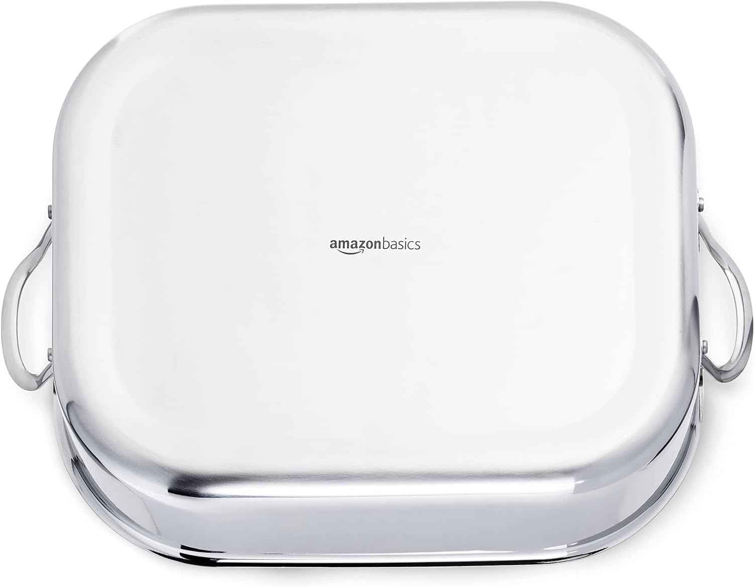 Amazon Basics Stainless Steel Rectangular Roasting Pan with Rack, 16 in