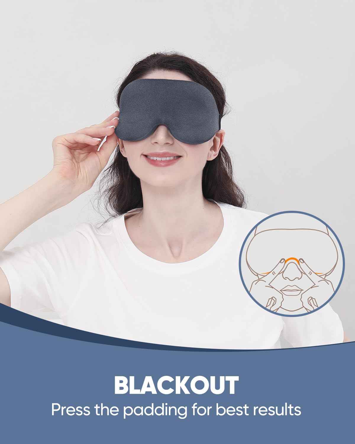 MZOO Luxury Sleep Eye Mask for Side Sleeper Men Women, Zero Eye Pressure 3D Sleeping Mask, Light Blocking Patented Design Night Blindfold, Soft Eye Shade Cover for Travel, Black
