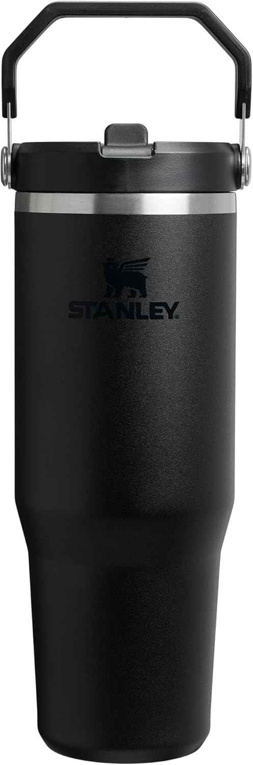 Stanley IceFlow 2.0 Flip Straw Tumbler with Handle 30 oz | Twist On Lid and Flip Up Straw | Leak Resistant Water Bottle | Insulated Stainless Steel | BPA-Free | Black 2.0