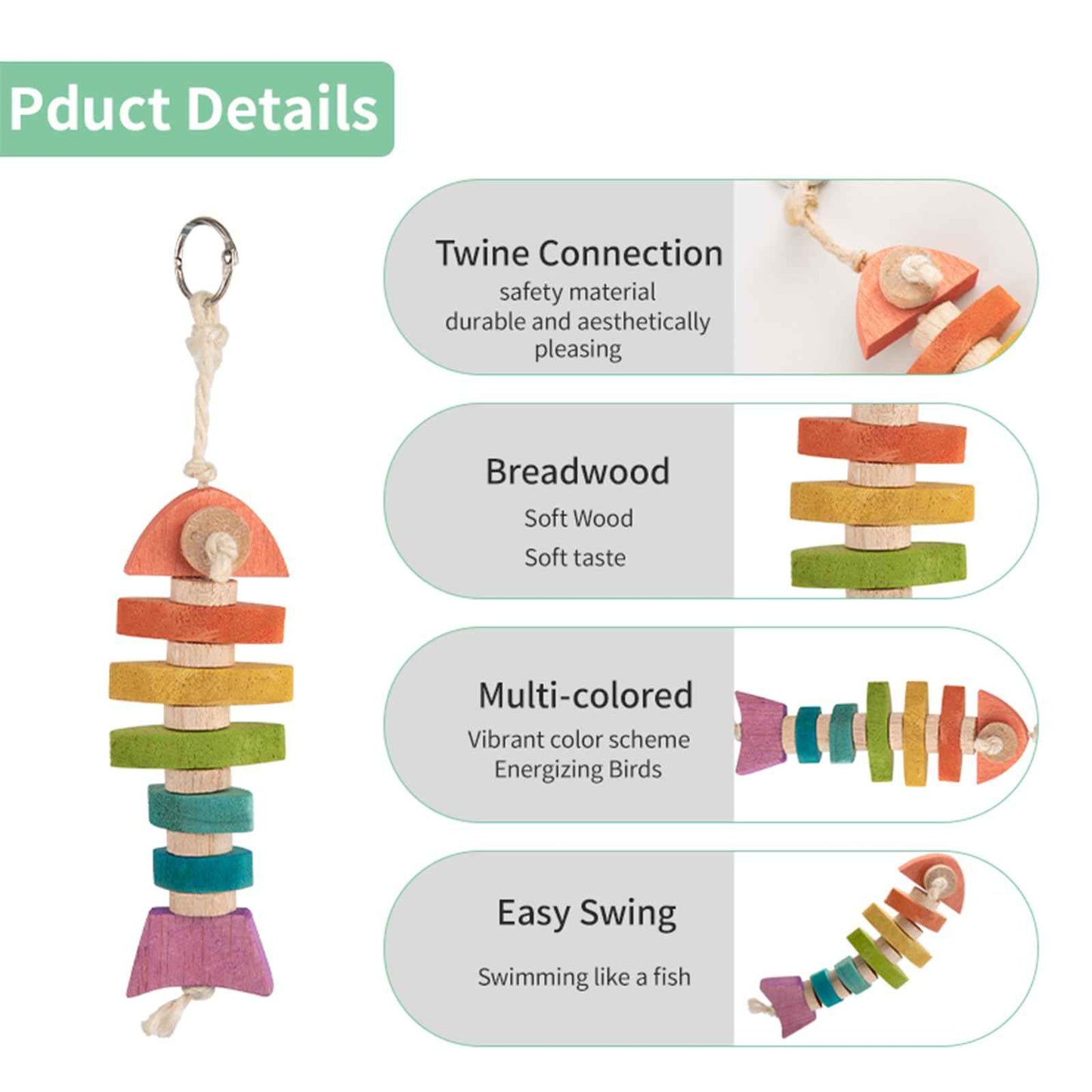 Bird toys & Bird Perch, Bird Wooden Block Chewing Toy Parrot Foraging & Puzzle Toys Bird Cage Accessories for Conures Parakeets Cockatiels Lovebirds African Grey Macaws (Revolving Christmas Tree)