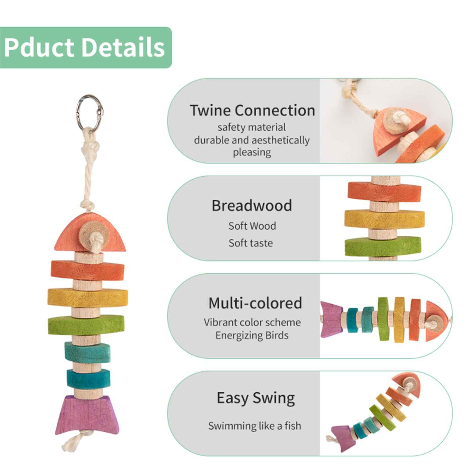 Bird toys & Bird Perch, Bird Wooden Block Chewing Toy Parrot Foraging & Puzzle Toys Bird Cage Accessories for Conures Parakeets Cockatiels Lovebirds African Grey Macaws (Revolving Christmas Tree)