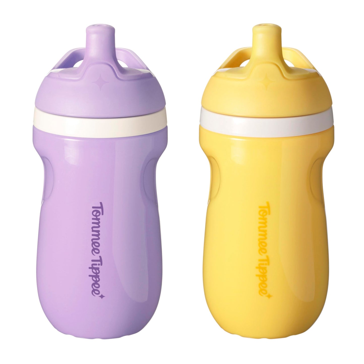 Tommee Tippee Insulated 9oz Sporty Spout Toddler Water Bottle, No Spill, Sippy Cups for Toddlers 1-3, Two-Piece Valve Helps Stop Spills, Light Blue & Orange, BPA Free, Pack of 2