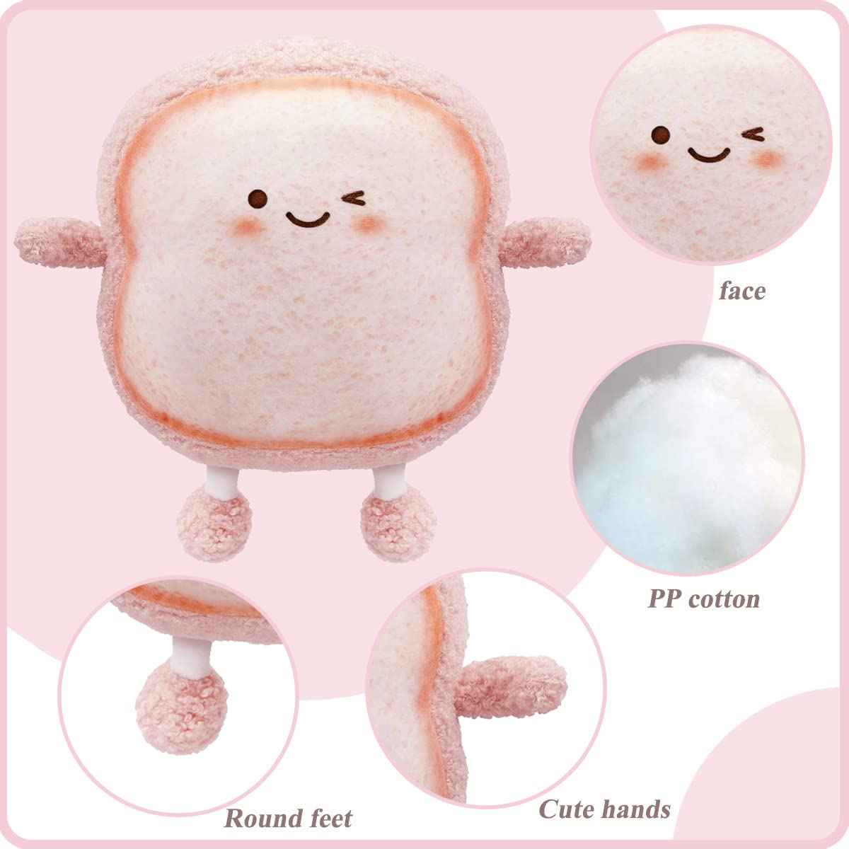 Toast Bread Pillow Funny Food Plush Toy Pillows Small Cute Stuffed Plush Sofa Pillow (Toast Bread,Golden)