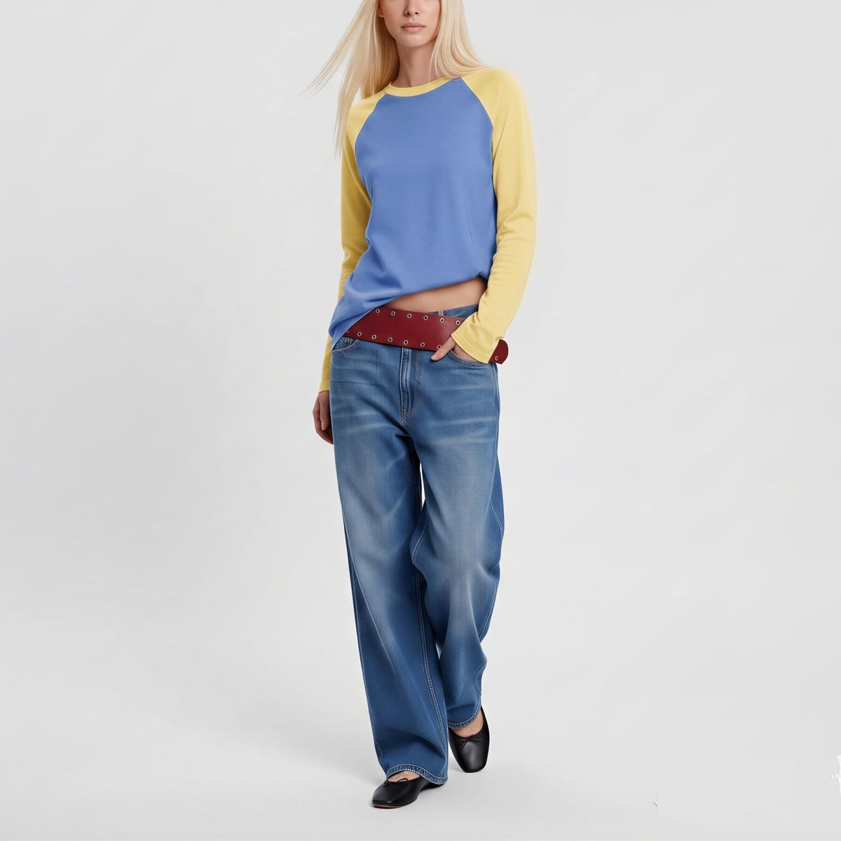 Women Long Sleeve Raglan Shirts Pollover Oversized Baseball Tops