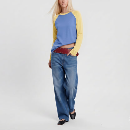 Women Long Sleeve Raglan Shirts Pollover Oversized Baseball Tops