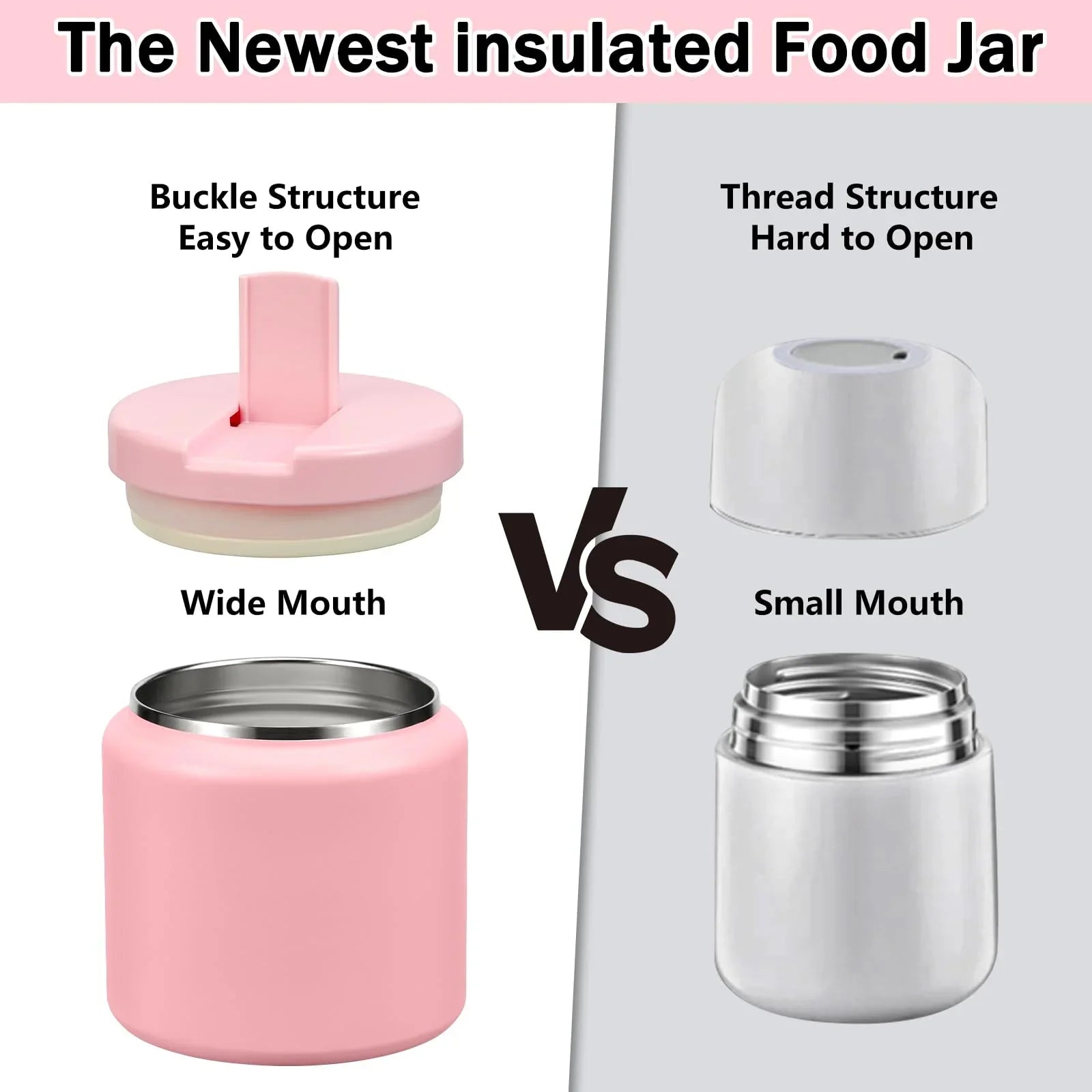 13.5oz Kids Jar for Hot Food, Insulated Vacuum Food Jar with Buckle Lid, Stainless Steel Wide Mouth Leak Proof Insulated Lunch Container for School Picnic Travel, Blue jlhbookstore.store