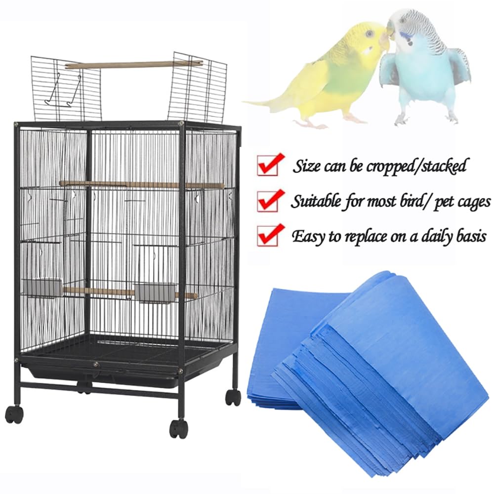Firdnyohs 100PCS Bird Cage Liner Papers, Disposable Cage Paper Liners Precut Absorbent Cushion Pad Mat Accessories for Pet Bird Parrot (White)