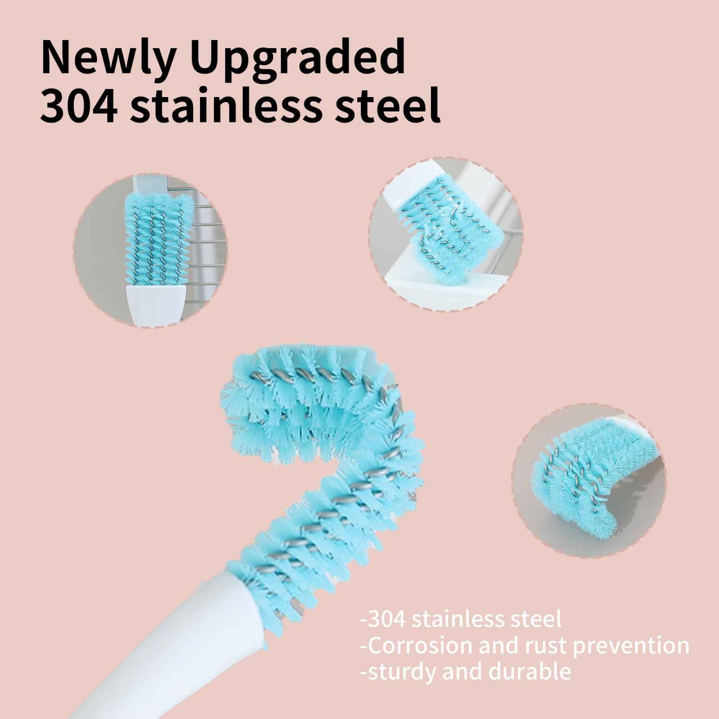 Stainless Steel Bird Cage Cleaner with Long Handle - Dual Head Brush & Scraper for Parrot Cages, Perch Cleaning Tool–Durable Cage Cleaning Tool & Accessory (1, Blue)