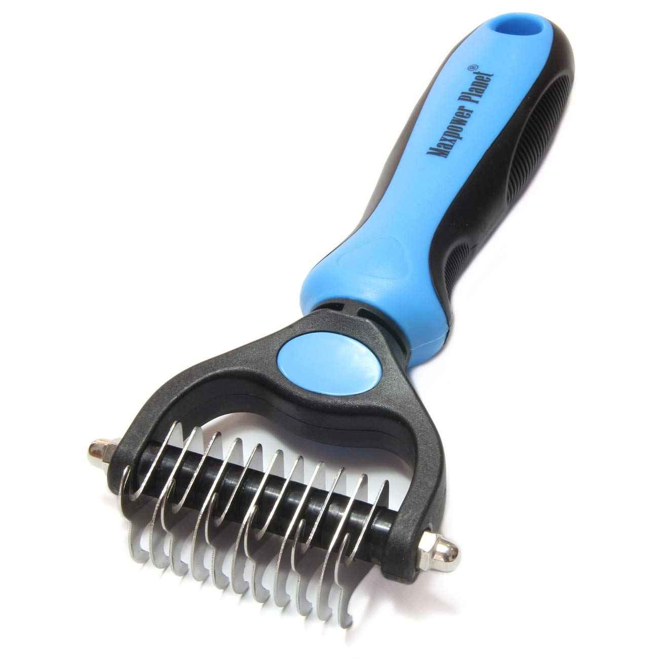 Maxpower Planet Pet Grooming Brush - Double Sided Shedding and Dematting Undercoat Rake Comb for Dogs and Cats,Extra Wide (B1 - Rake, Gloves & Comb, Large)