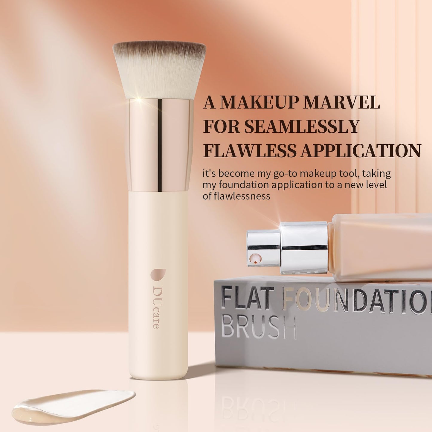 DUcare Kabuki Foundation Brush for Liquid Makeup Flat Top Professional Stick Buffing Blending Mineral Powder Large Face Makeup Brush, Black