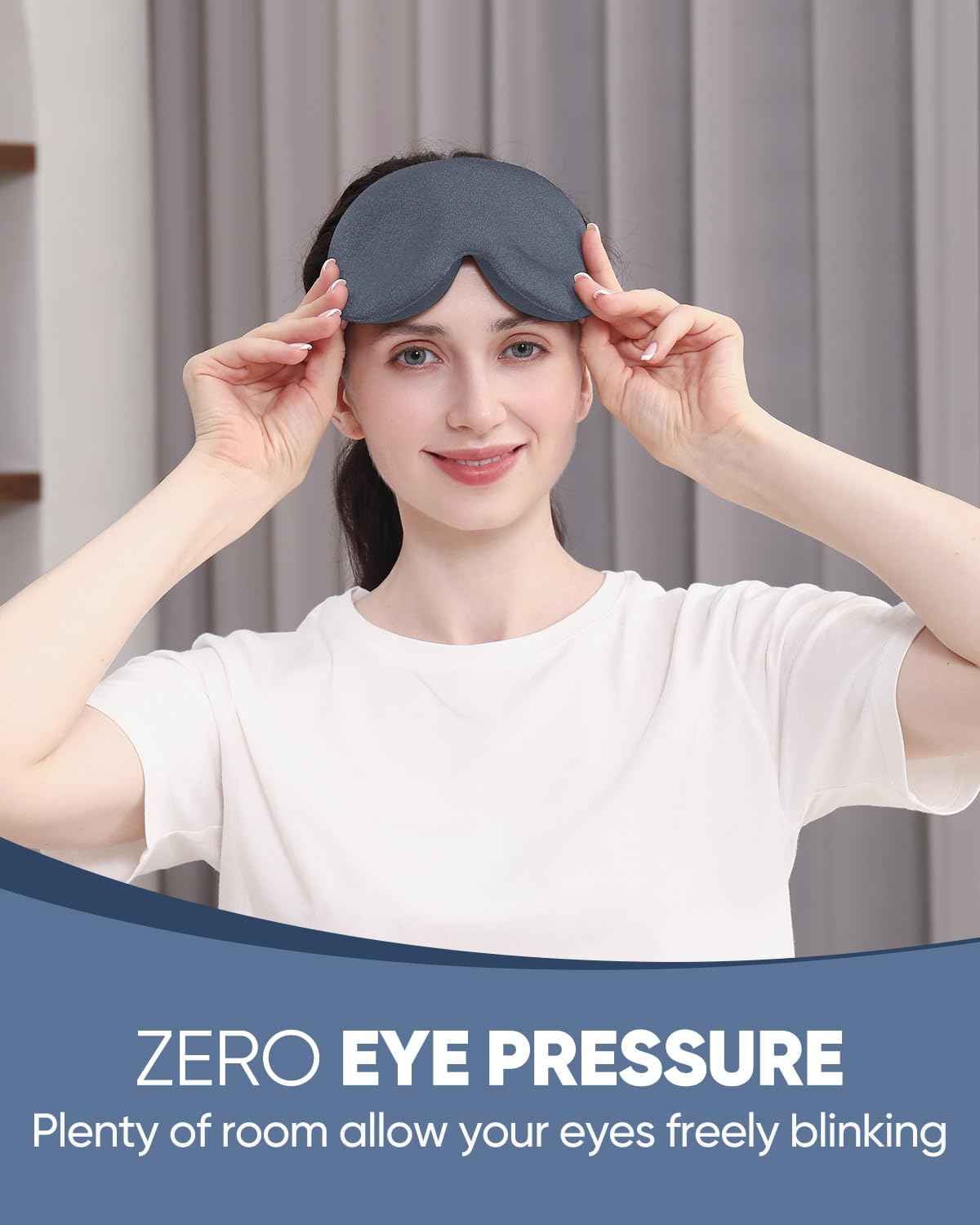 MZOO Luxury Sleep Eye Mask for Side Sleeper Men Women, Zero Eye Pressure 3D Sleeping Mask, Light Blocking Patented Design Night Blindfold, Soft Eye Shade Cover for Travel, Black