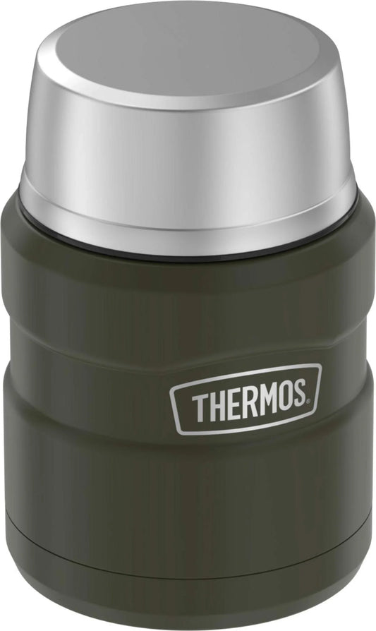 THERMOS Stainless King Vacuum-Insulated Food Jar with Spoon, 16 Ounce, Army Green - Jlhbookstore.store