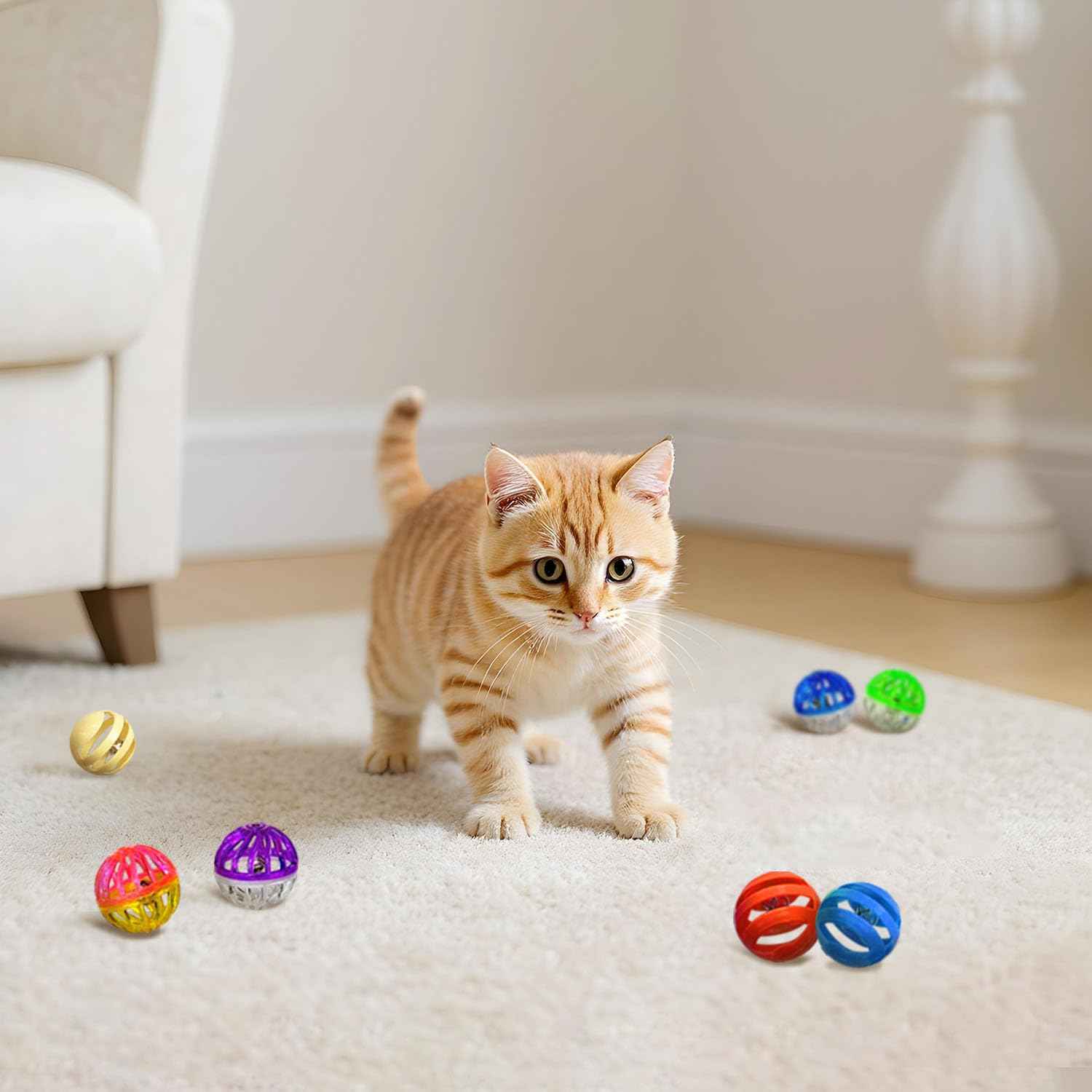 Cat Toys for Indoor Cats - 34 Packs Interactive Set with Colorful Springs, Mouse Toy, Catnip Ropes, Balls, Bells, and Sisal Ball for Kittens