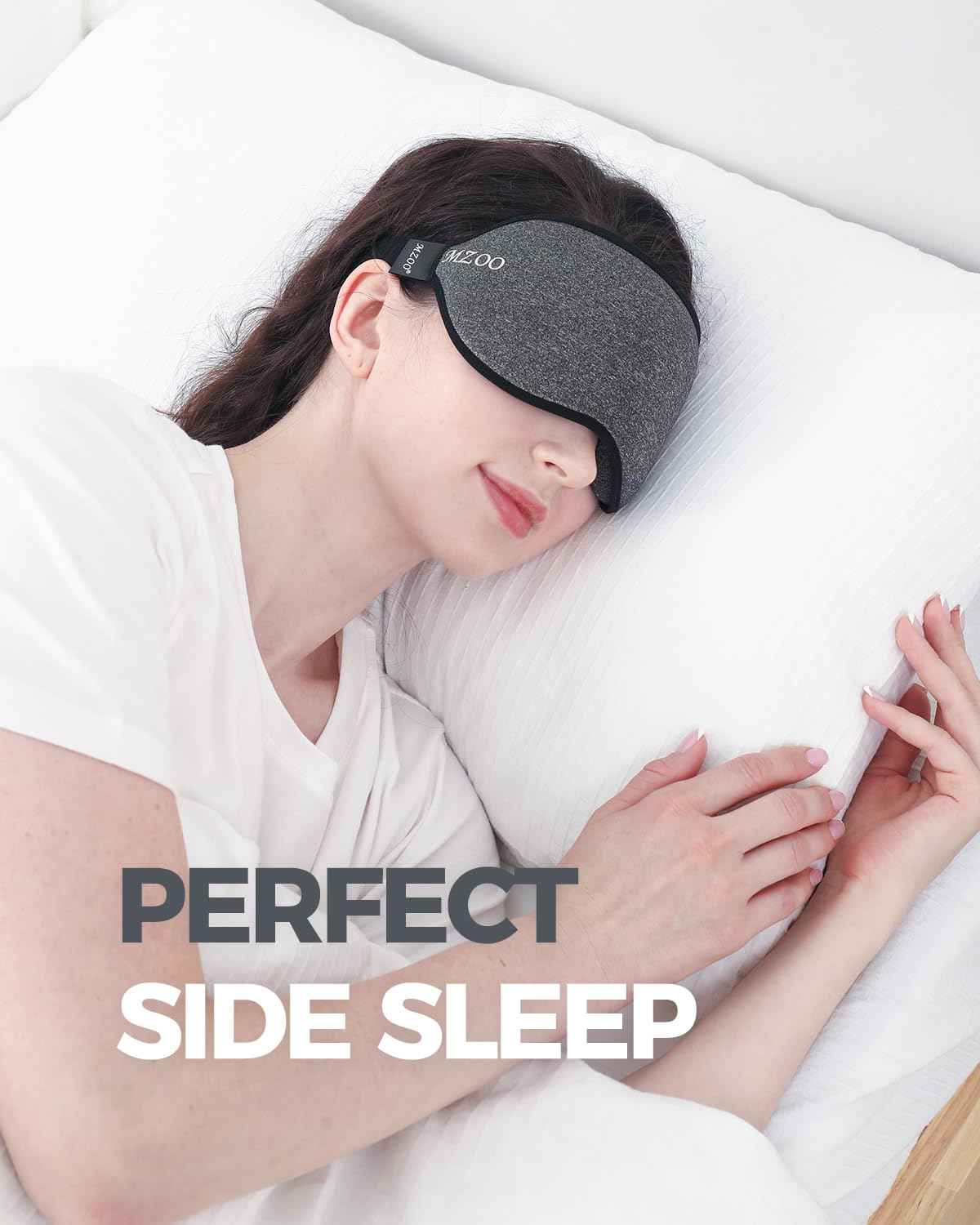 MZOO Luxury Sleep Eye Mask for Side Sleeper Men Women, Zero Eye Pressure 3D Sleeping Mask, Light Blocking Patented Design Night Blindfold, Soft Eye Shade Cover for Travel, Black