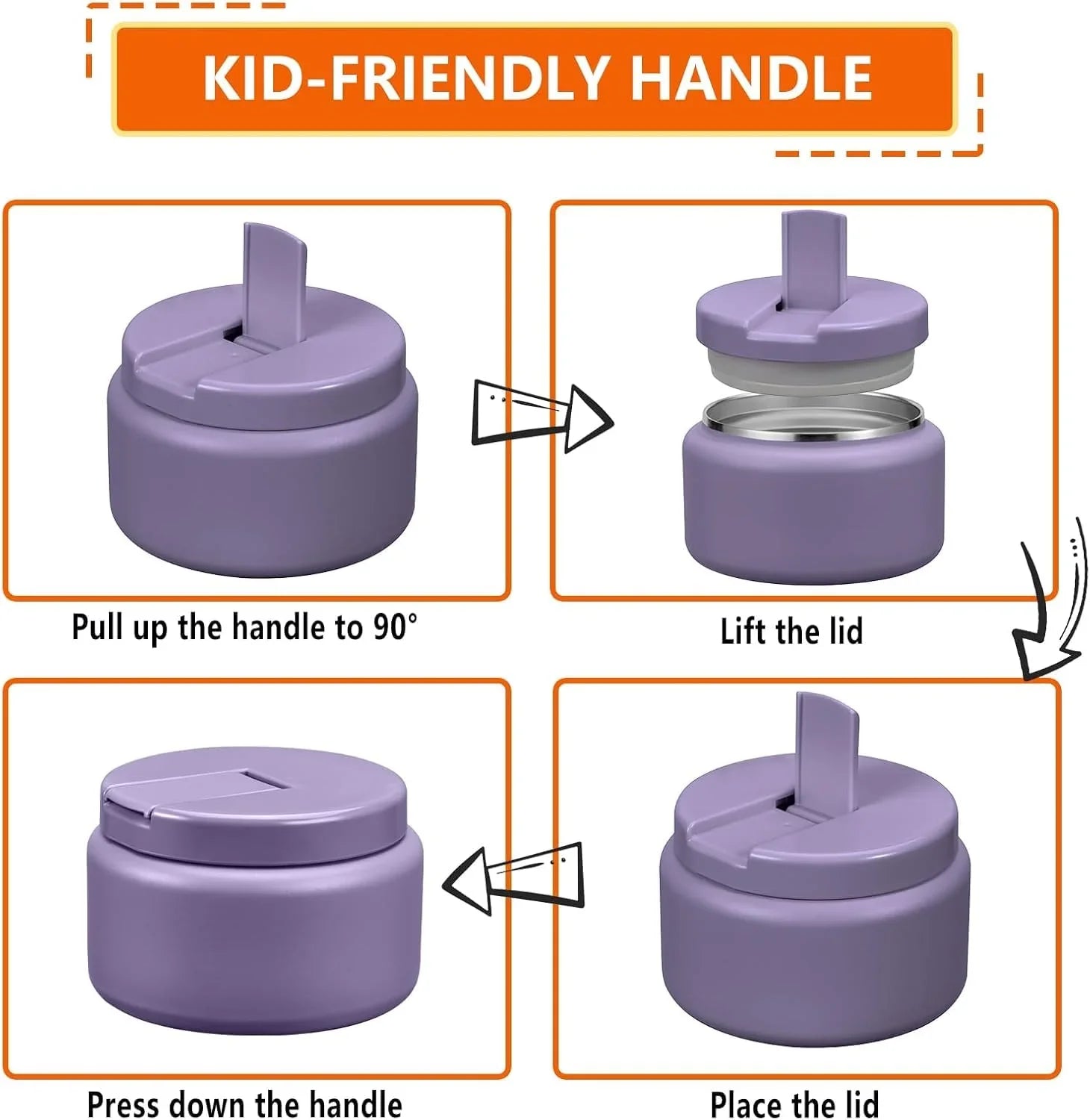 13.5oz Kids Jar for Hot Food, Insulated Vacuum Food Jar with Buckle Lid, Stainless Steel Wide Mouth Leak Proof Insulated Lunch Container for School Picnic Travel, Blue - Jlhbookstore.store