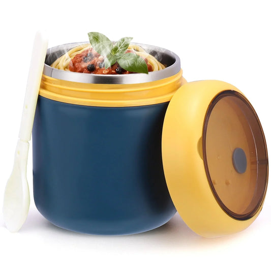 Juome 16oz Kids Thermo for Hot Food - Insulated Vacuum Food Jar Container, Wide Mouth Stainless Steel Soup Thermo Lunch Box for Kids with Spoon, Leakproof (Pink) - Jlhbookstore.store