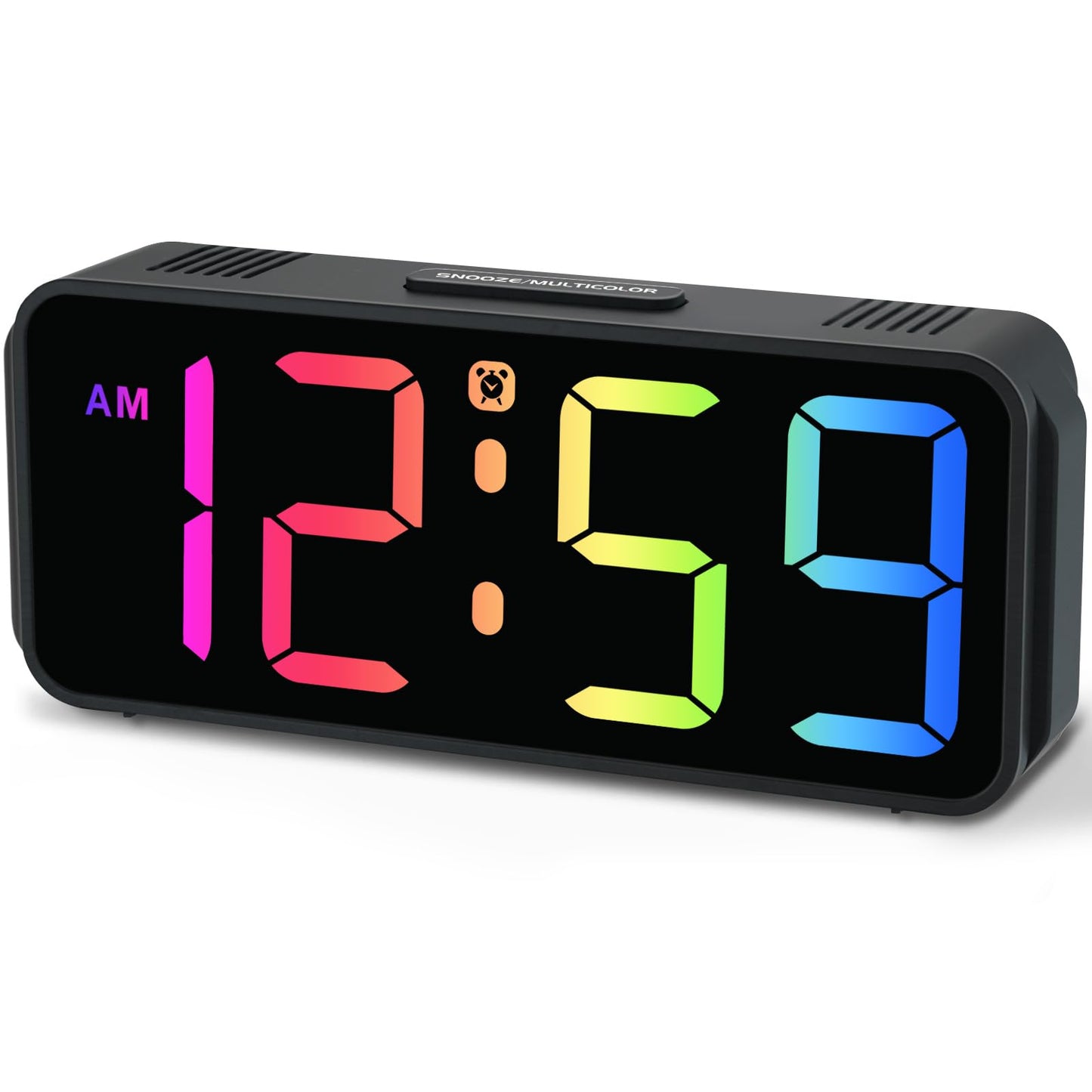 Peakeep Small Digital Alarm Clock Plug in for Bedrooms Bedside, Tiny Electric Clock Large Big Numbers Display with Battery Backup for Desk Table, 6 Dimmers, 5 Adjustable Alarm Volumes (Blue)