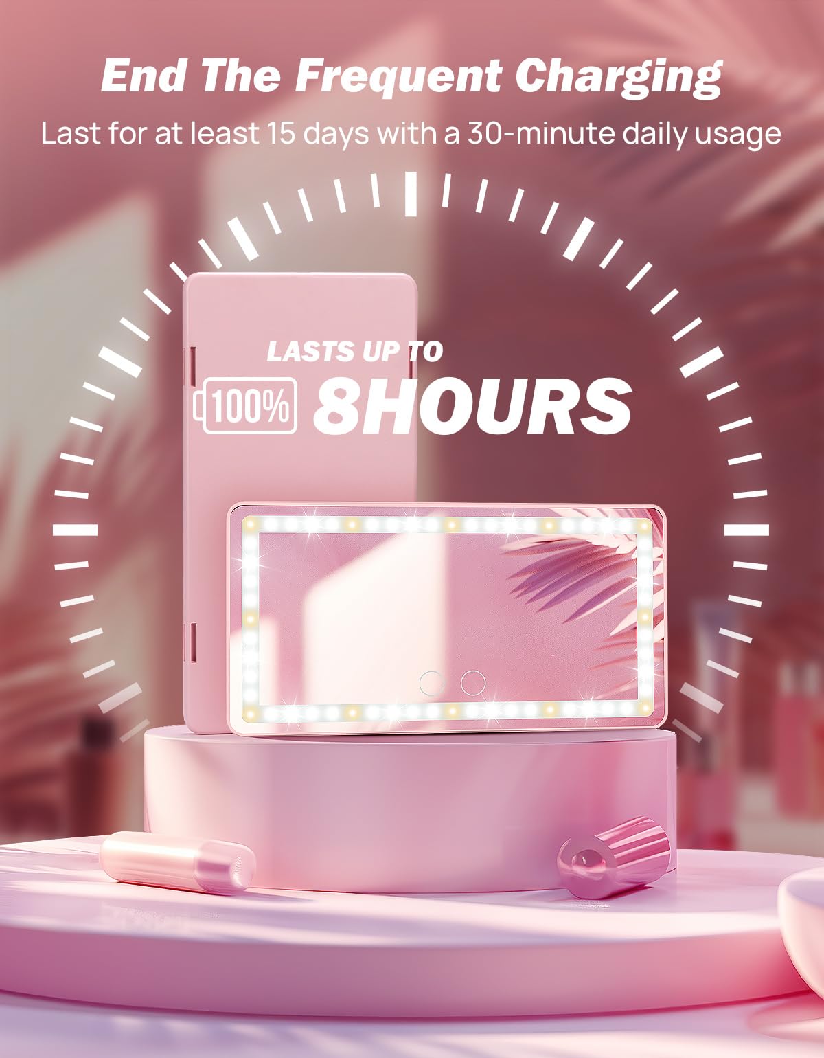 JOYTUTUS Car Sun Visor Vanity Mirror with Lights, 3 Light Modes & 60 LEDs, Rechargeable Dimmable Touch Control Travel Makeup Mirror for Truck SUV