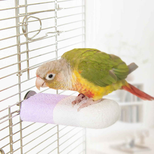 Natural Mineral Bird Perch for Cage Parrot Perch Platform for Beak Grinding Claw Trimming & Chewing Chew Toy for Parakeets Cockatiels Conures Birds Cage Accessories (Gradient Green, 4.7")