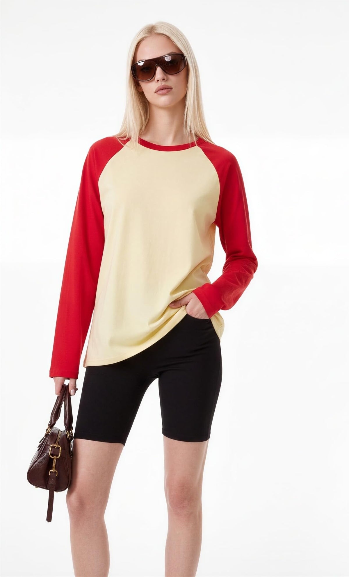 Women Long Sleeve Raglan Shirts Pollover Oversized Baseball Tops