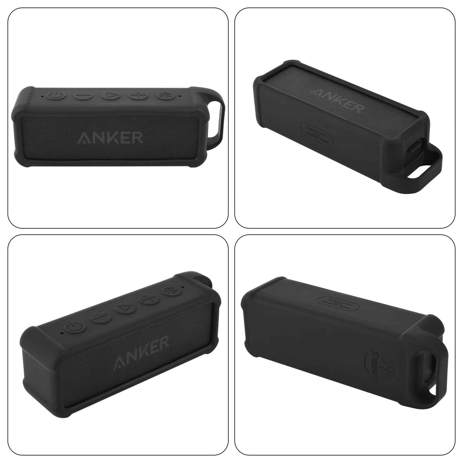 TXEsign Silicone Case Compatible with Anker Soundcore 2 Portable Speaker, Protective Travel Case Cover with Handle and Carabiner for Anker Soundcore 2 Speaker (Black)