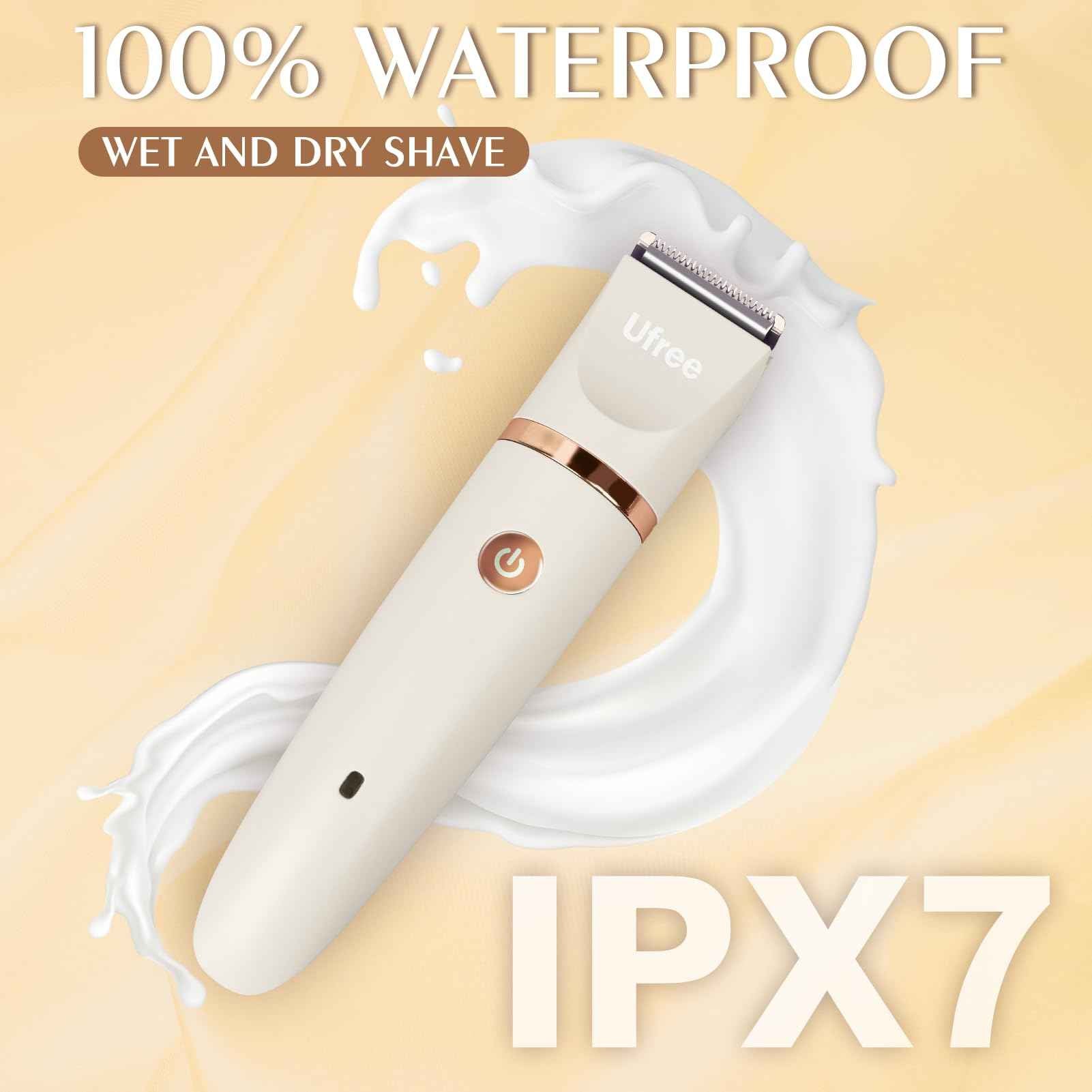 Ufree Bikini Trimmer Electric Razors for Women, Rechargeable Pubic Body Hair Trimmer Electric Shaver for Legs Body Hair, Bikini Shaver IPX7 Waterproof, Gifts for Women, Purple