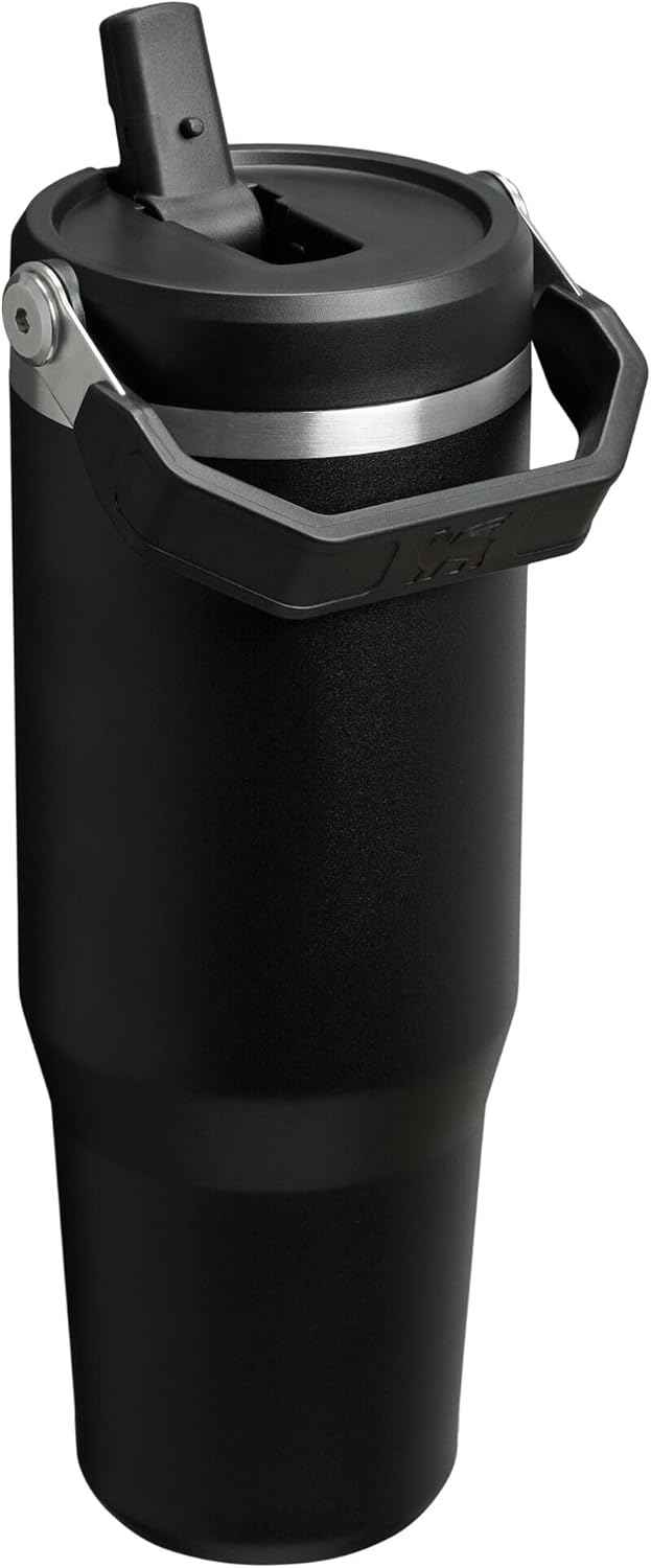 Stanley IceFlow 2.0 Flip Straw Tumbler with Handle 30 oz | Twist On Lid and Flip Up Straw | Leak Resistant Water Bottle | Insulated Stainless Steel | BPA-Free | Black 2.0