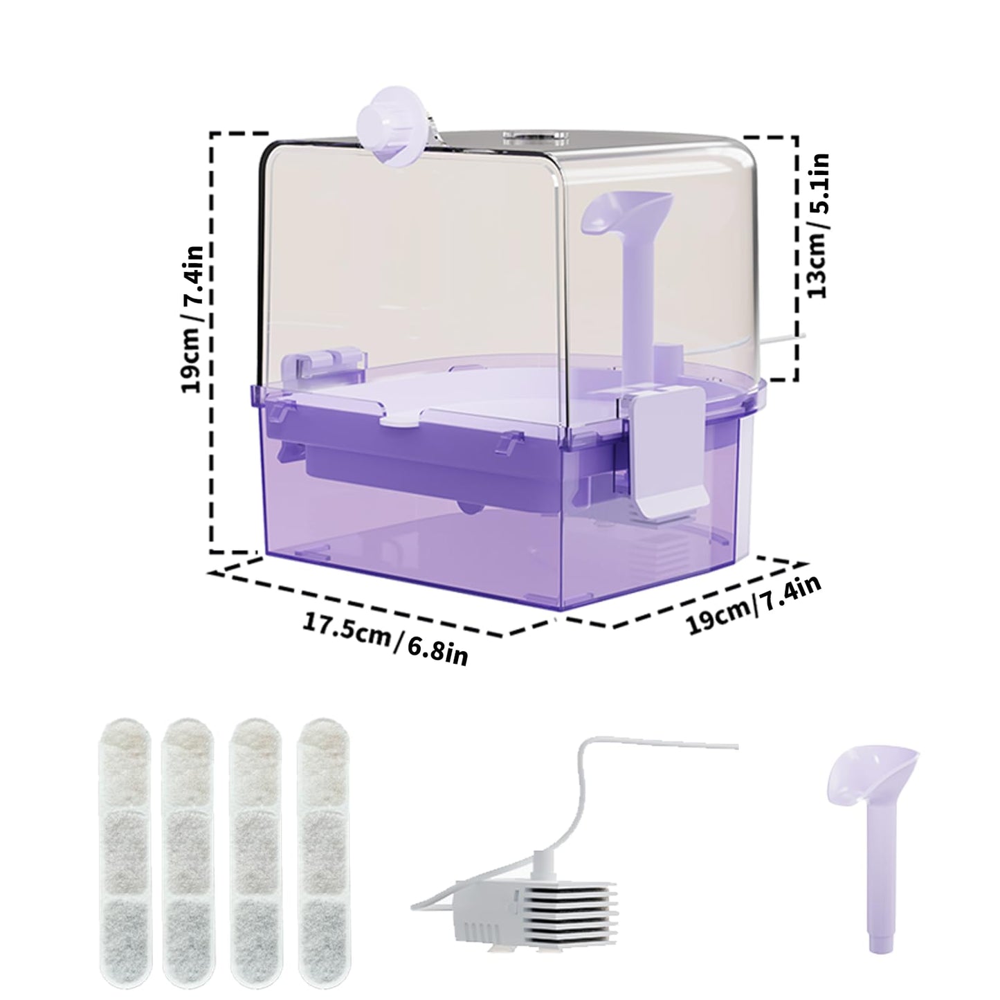 Automatic Bird Baths for Cage – Indoor Parakeet Bath with Pump, Bird Shower with 2 Modes Running Water, Bird Cage Accessory for Pet Birds Conure Budgies Cockatiels Lovebird (Light Brown)