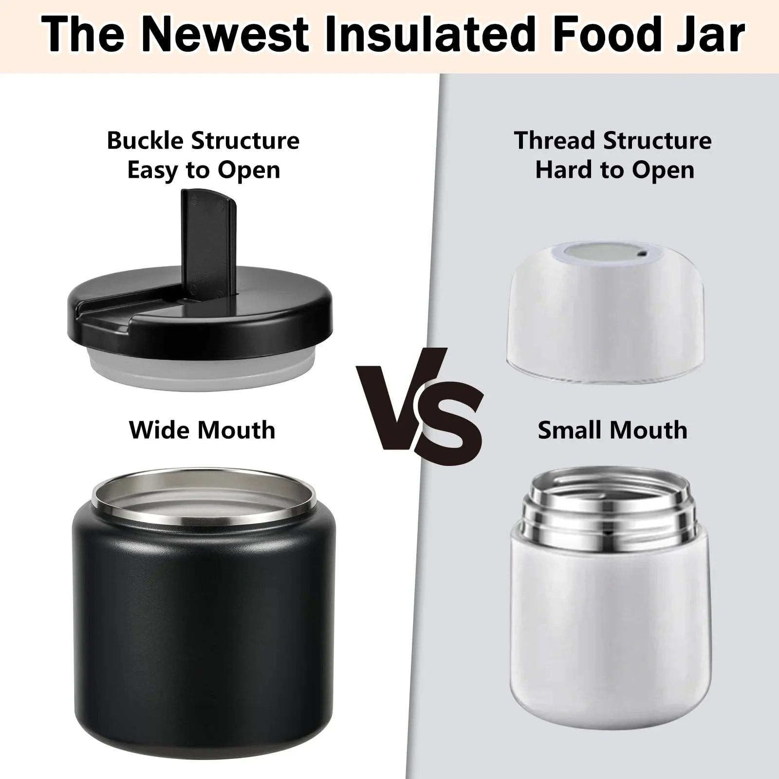 13.5oz Kids Jar for Hot Food, Insulated Vacuum Food Jar with Buckle Lid, Stainless Steel Wide Mouth Leak Proof Insulated Lunch Container for School Picnic Travel, Blue - Jlhbookstore.store