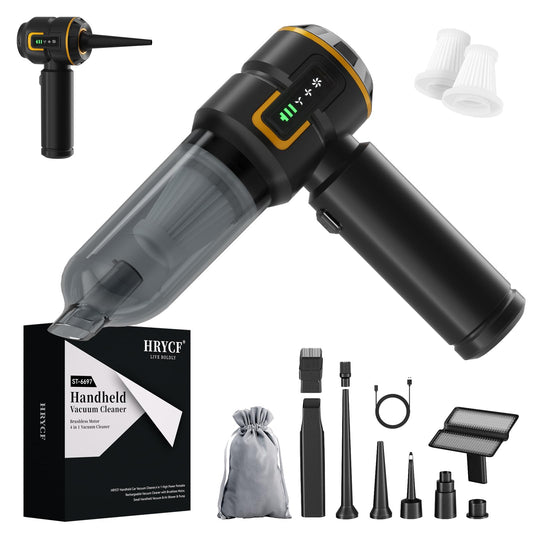 Handheld Vacuum,Car Vacuum Cleaner,4-in-1 20000PA High Power Portable Rechargeable Vacuum Cleaner with Brushless Motor, Small Handheld Vacuum & Air Blower & Pump-Black
