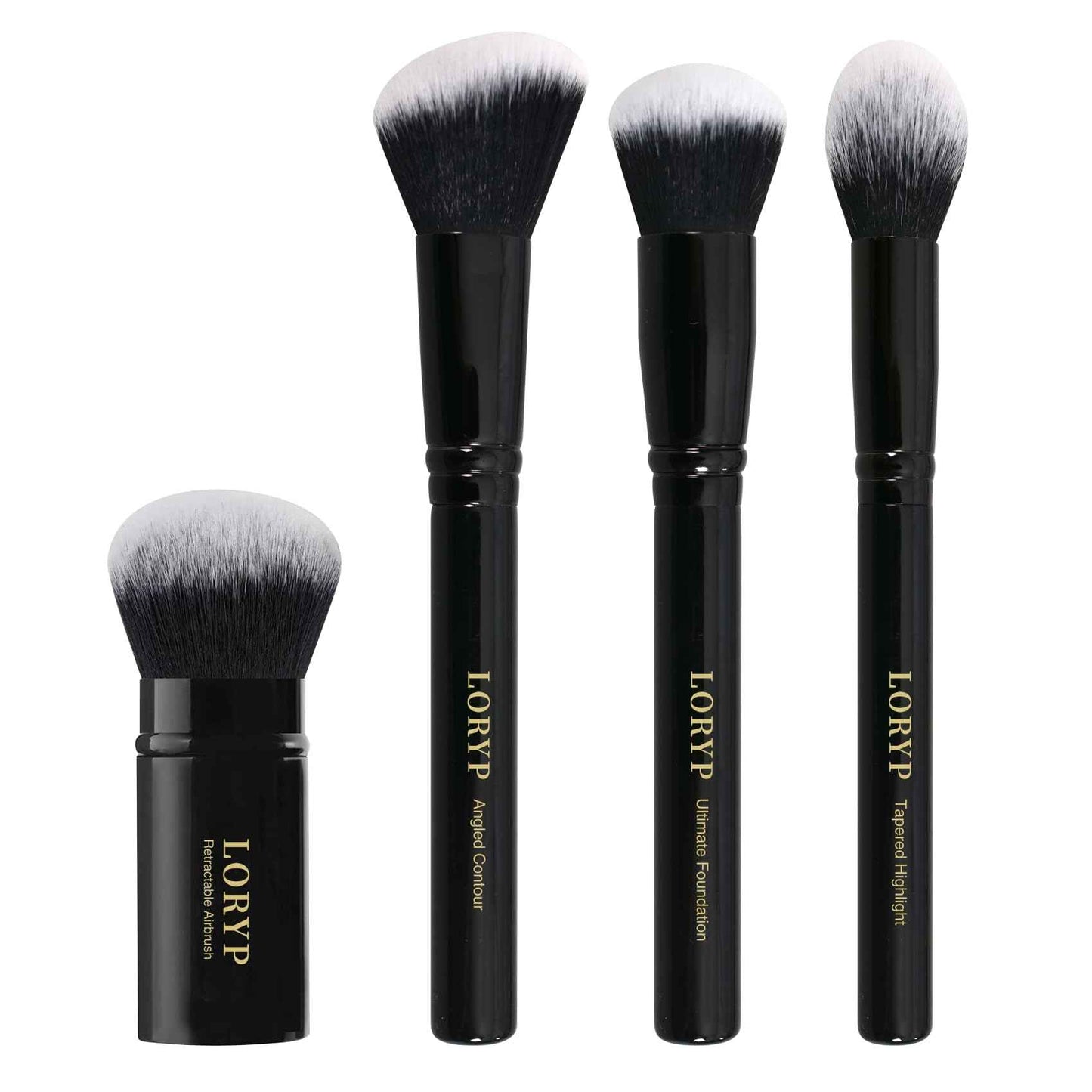 LORYP Retractable Makeup Brush Black Kabuki Foundation Brush for liquid Cream and Powder Makeup 2 Pack Travel Makeup Brush Set