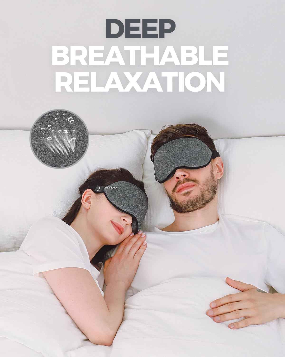 MZOO Luxury Sleep Eye Mask for Side Sleeper Men Women, Zero Eye Pressure 3D Sleeping Mask, Light Blocking Patented Design Night Blindfold, Soft Eye Shade Cover for Travel, Black