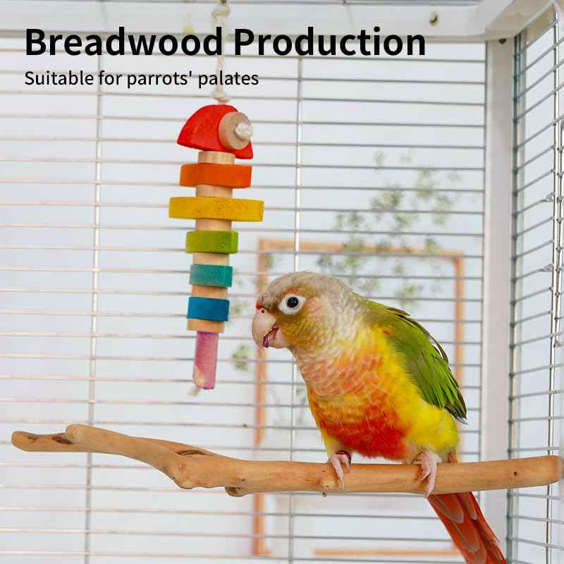 Bird toys & Bird Perch, Bird Wooden Block Chewing Toy Parrot Foraging & Puzzle Toys Bird Cage Accessories for Conures Parakeets Cockatiels Lovebirds African Grey Macaws (Revolving Christmas Tree)