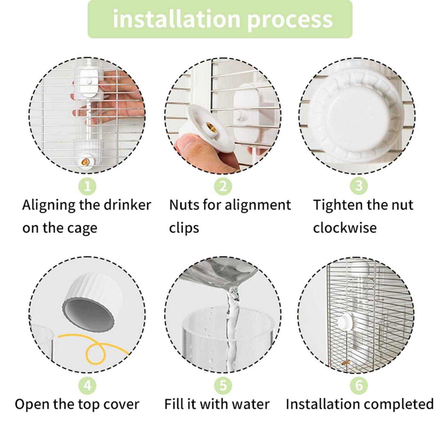 9.4 Fl Oz No Mess Bird Water Dispenser, Automatic Parrot Water Feeder with Spring Valve, Clear Cage Water Drinker for Parakeets Cockatiels Budgies Finch Lovebirds & Canary (White, 7.4 fl oz (220ml))