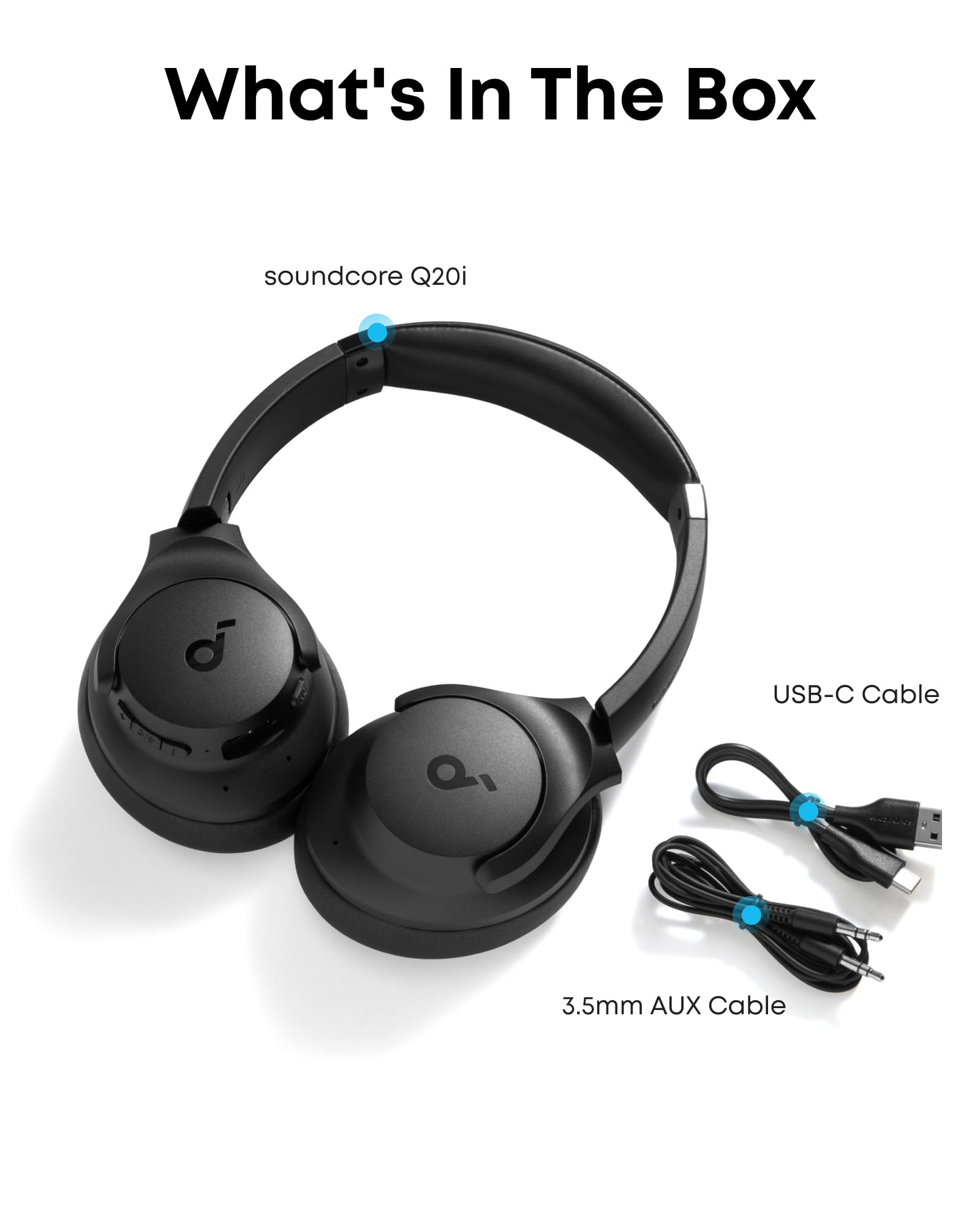 Soundcore by Anker Q20i Hybrid Active Noise Cancelling Headphones, Wireless Over-Ear Bluetooth, 40H Long ANC Playtime, Hi-Res Audio, Big Bass, Customize via an App, Transparency Mode jlhbookstore.store