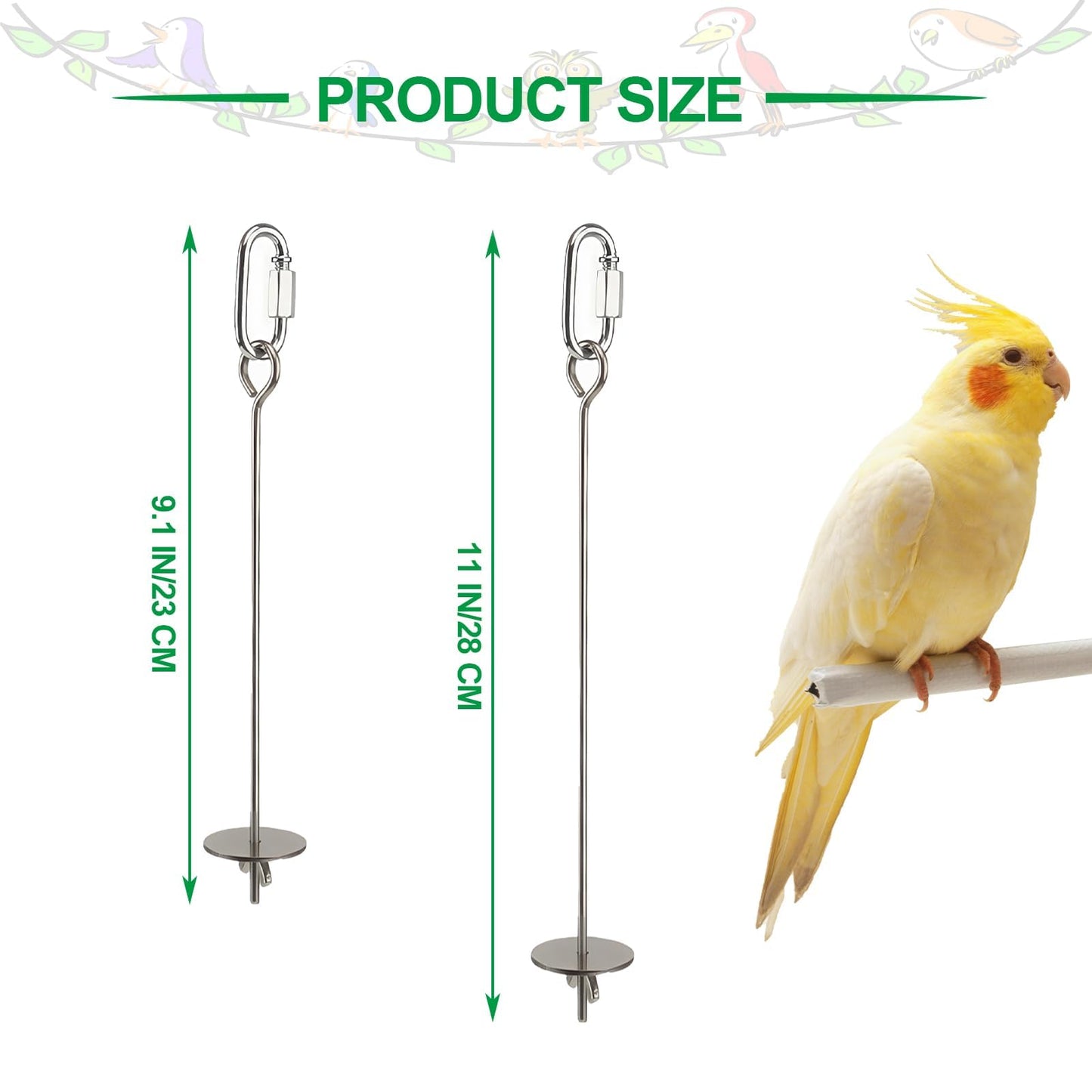 3 Pcs Bird Cage Food Holder Stainless Steel Parrot Fruit & Vegetable Skewer Hanging Foraging Toy for Parakeets, Budgies, Macaws