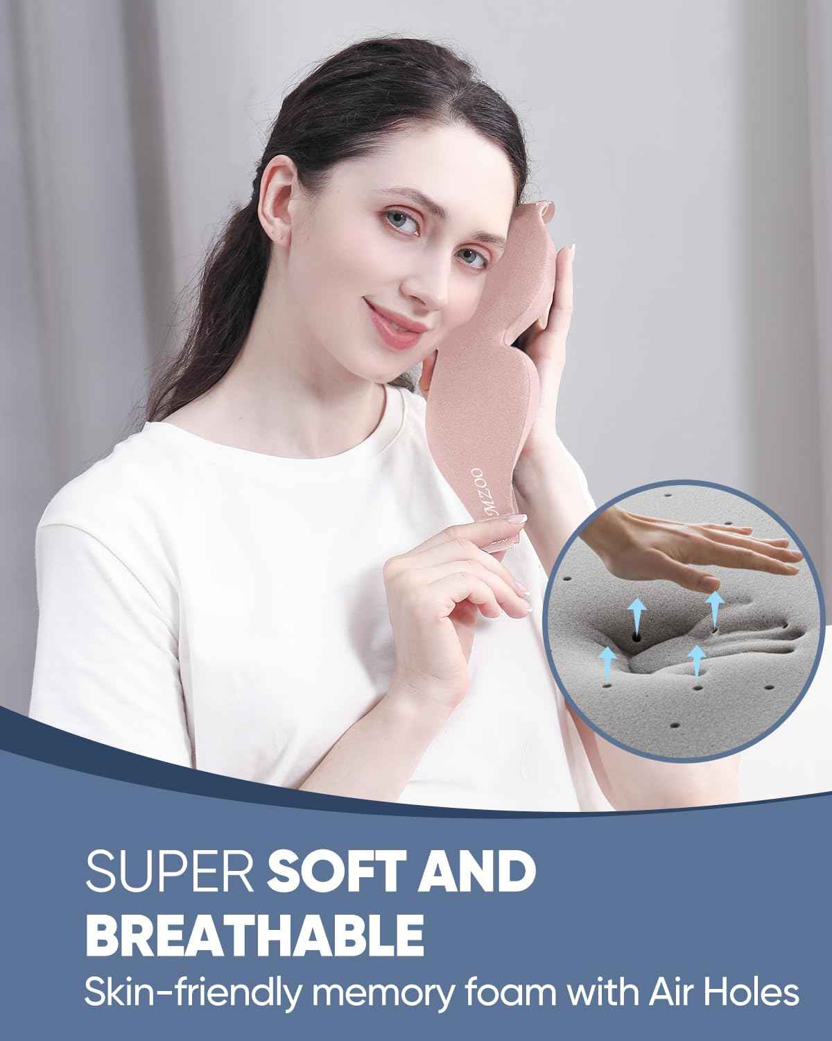 MZOO Luxury Sleep Eye Mask for Side Sleeper Men Women, Zero Eye Pressure 3D Sleeping Mask, Light Blocking Patented Design Night Blindfold, Soft Eye Shade Cover for Travel, Black