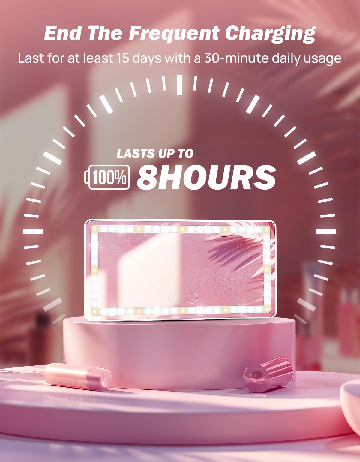 JOYTUTUS Car Sun Visor Vanity Mirror with Lights, 3 Light Modes & 60 LEDs, Rechargeable Dimmable Touch Control Travel Makeup Mirror for Truck SUV