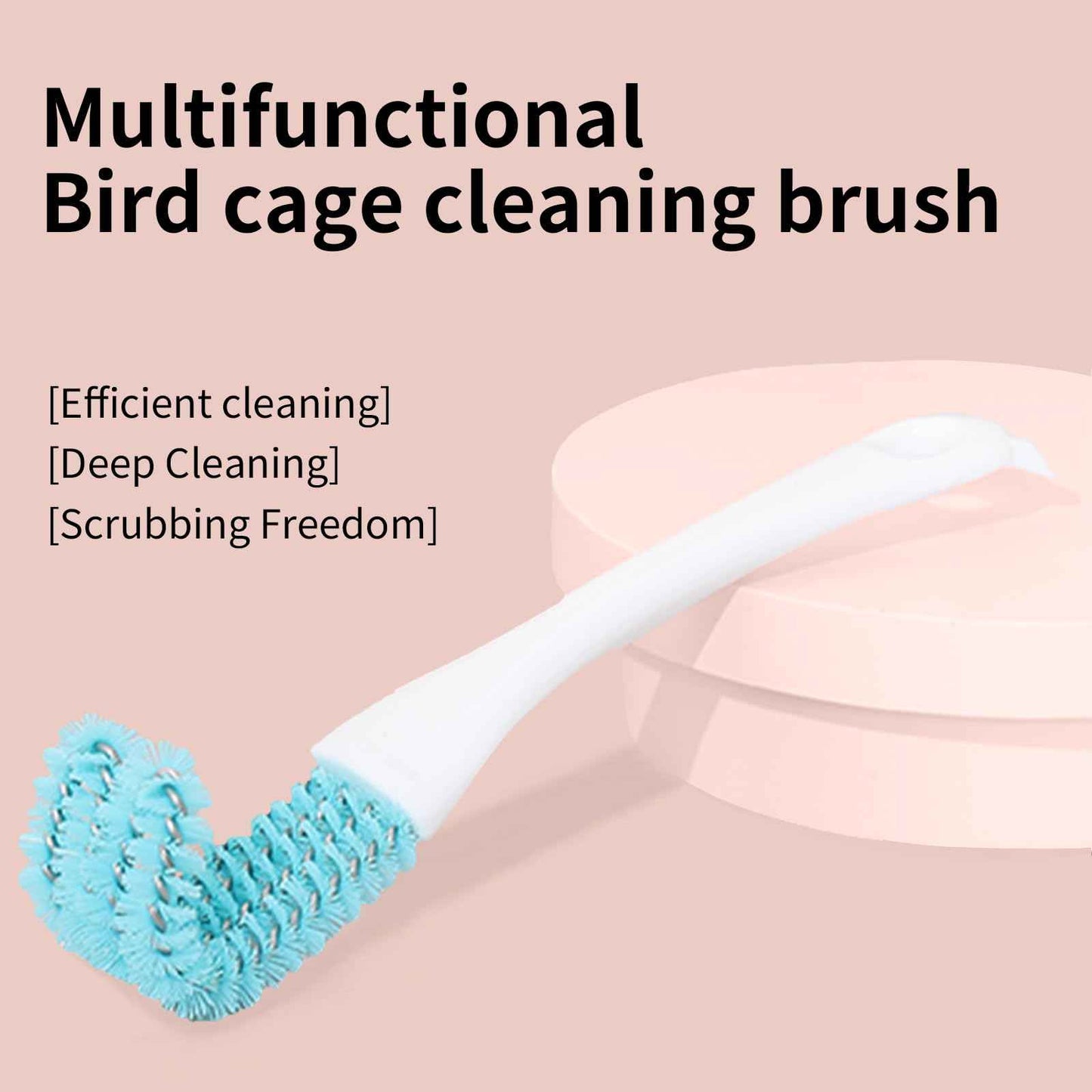 Stainless Steel Bird Cage Cleaner with Long Handle - Dual Head Brush & Scraper for Parrot Cages, Perch Cleaning Tool–Durable Cage Cleaning Tool & Accessory (1, Blue)