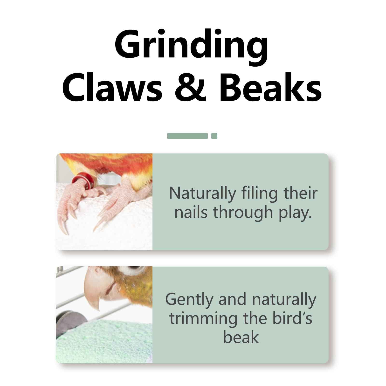 Natural Mineral Bird Perch for Cage Parrot Perch Platform for Beak Grinding Claw Trimming & Chewing Chew Toy for Parakeets Cockatiels Conures Birds Cage Accessories (Gradient Green, 4.7")