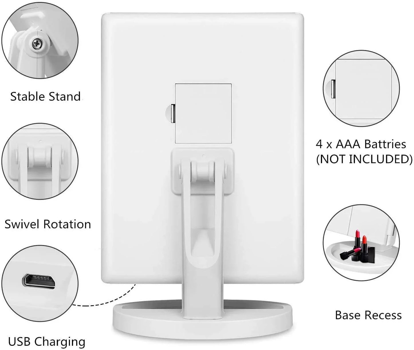 Trifold Makeup Mirror Vanity Mirror with Lights,1X 2X 3X Magnification,Touch Screen,180 Adjustable Rotation,Portable Travel Bathroom Cosmetic Mirror - Jlhbookstore.store