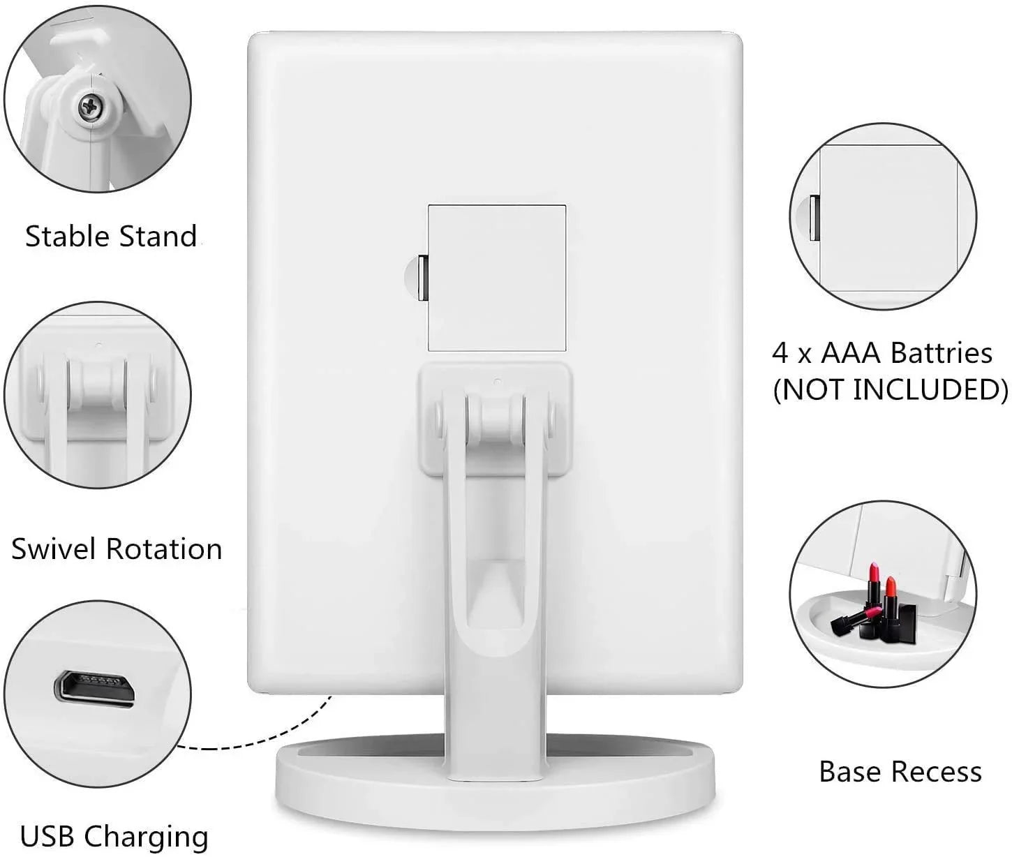 Trifold Makeup Mirror Vanity Mirror with Lights,1X 2X 3X Magnification,Touch Screen,180 Adjustable Rotation,Portable Travel Bathroom Cosmetic Mirror - Jlhbookstore.store
