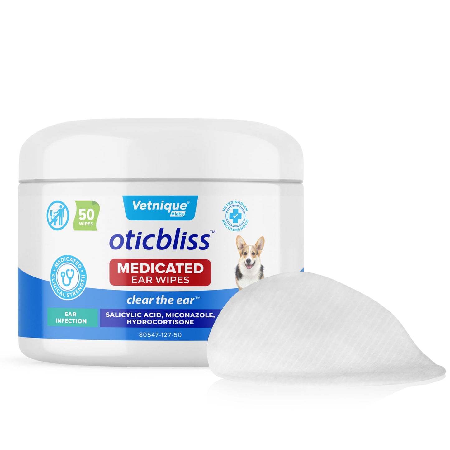 Vetnique Oticbliss Cat & Dog Ear Wipes - Dog Ear Infection Treatment or Dog Ear Cleaner Wipes for Dirty, Waxy, Smelly Dog Ears, Odor Control with Aloe Vera & Salicylic Acid (Finger Mitt Ear Wipes) jlhbookstore.store