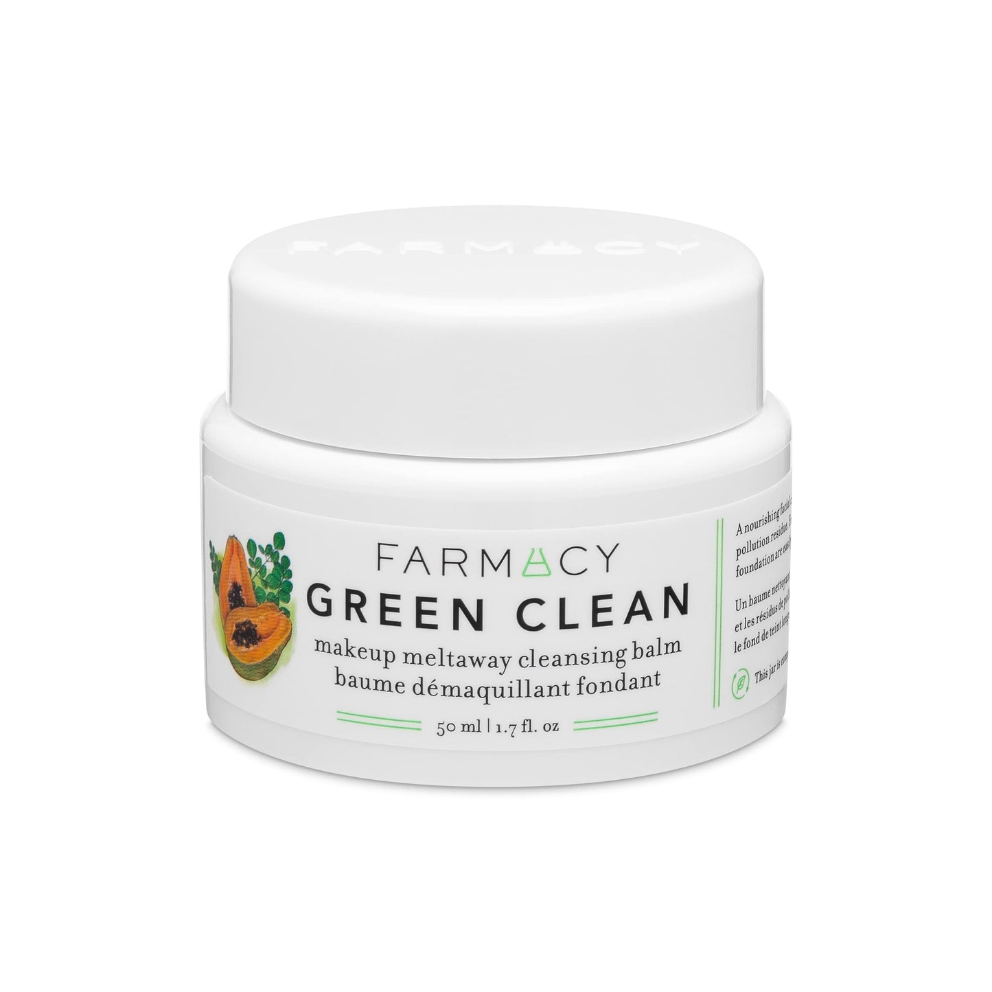 Farmacy Makeup Remover Cleansing Balm - Green Clean Waterproof Makeup Remover + Oil Based Cleanser - Gentle Exfoliating Double Cleanser - Melts From Balm to Milky Lather (50ml) jlhbookstore.store