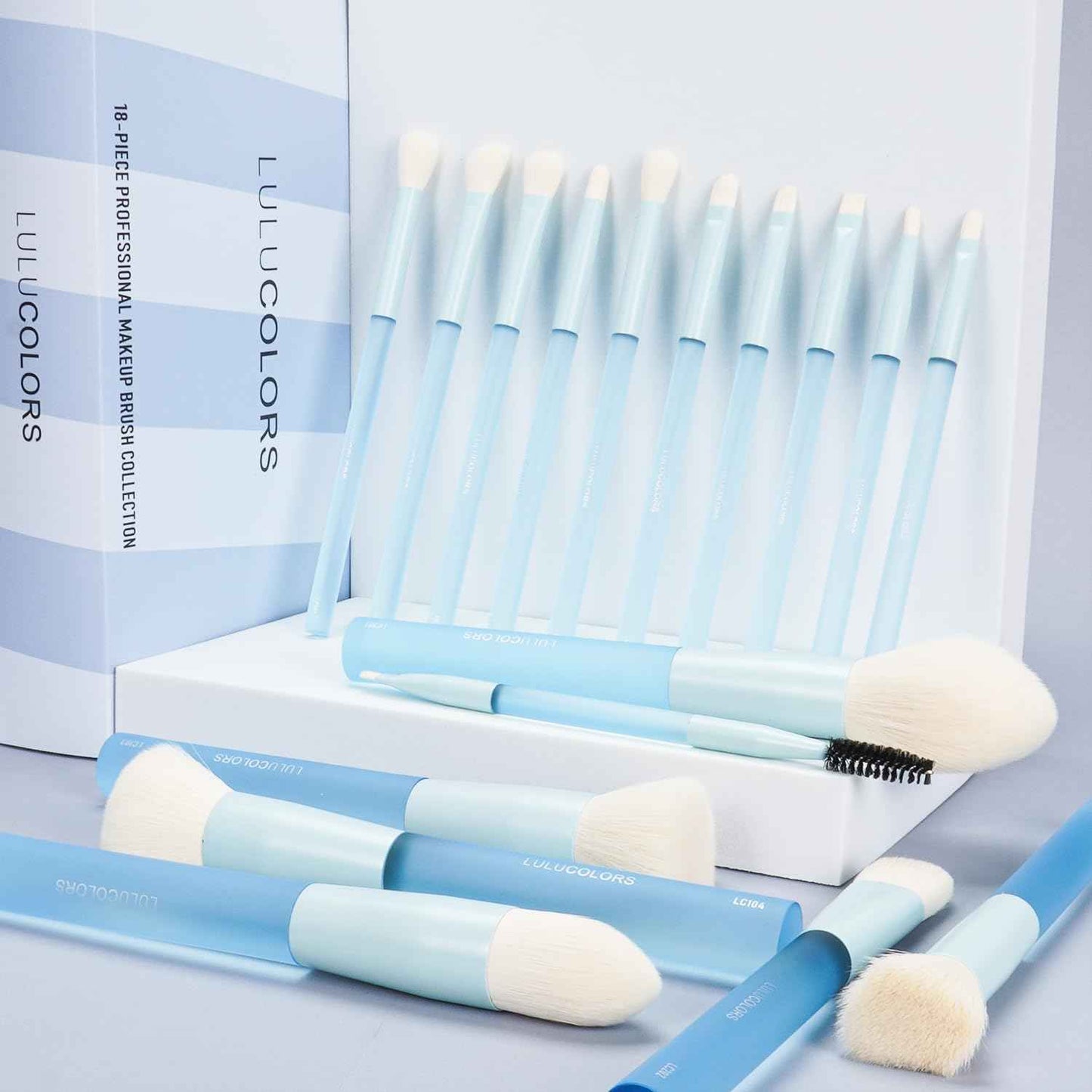 18-Pcs Makeup Brush Set for Beginners - Travel-Friendly with Soft Arthritis-Friendly Handles & Non-Shedding Bristles | Includes Storage Bag, Eyeshadow Brushes & Sponges (Multi-Color)