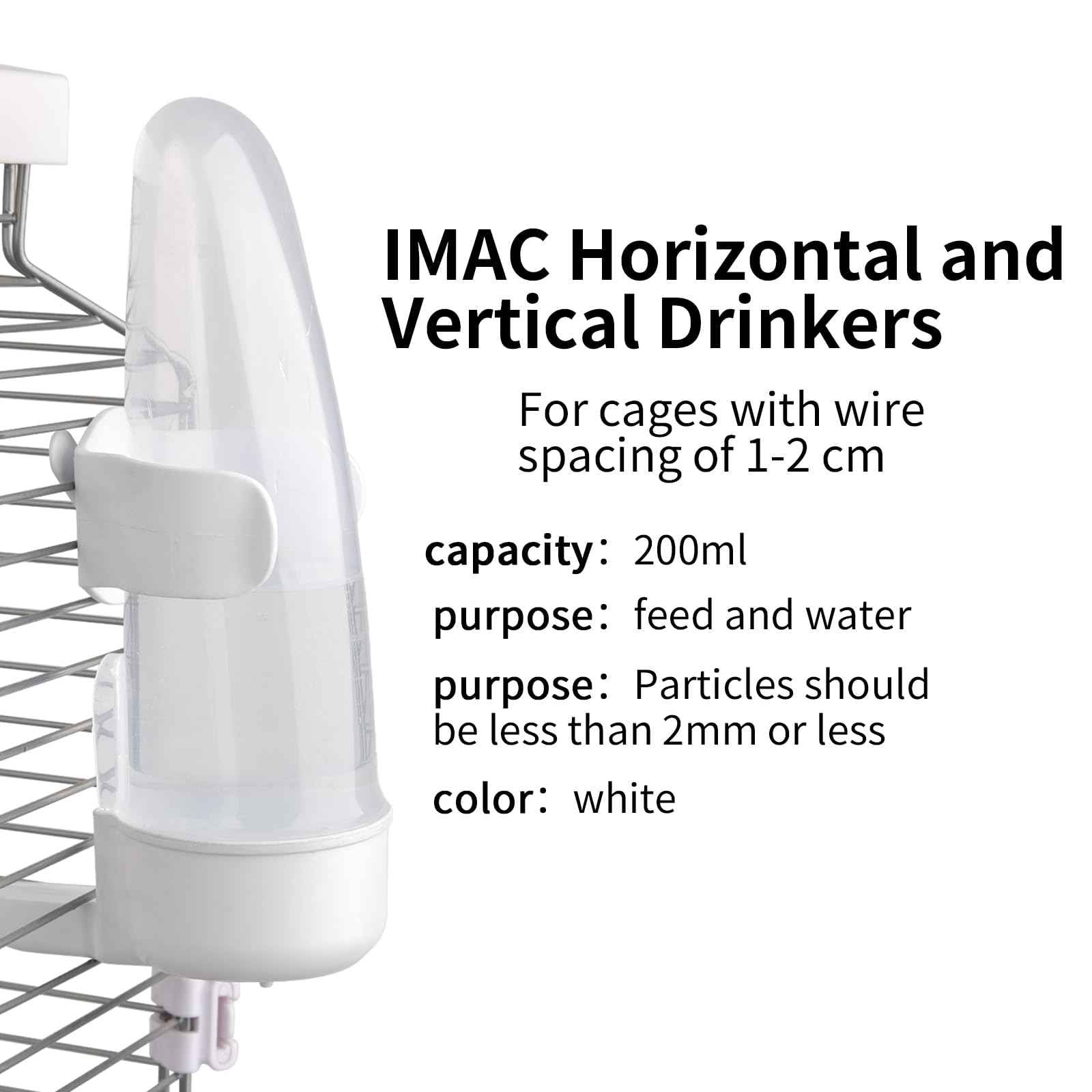 Bird Feeder Automatic Bird Water Dispenser Set for Cage No Mess Parakeet Cage Water Dispenser PP Material, 200ml/6.8fl oz (2PCS)