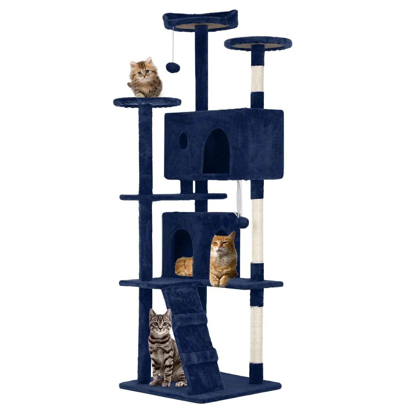 FDW Cat Tree 54in Cat Tower Multi-Level Durable Cat Scratching Post & Cozy Fun Cat Jumping Platform Space Saving Cat Condo Pet Play House for Indoor Cats,Dark Gray