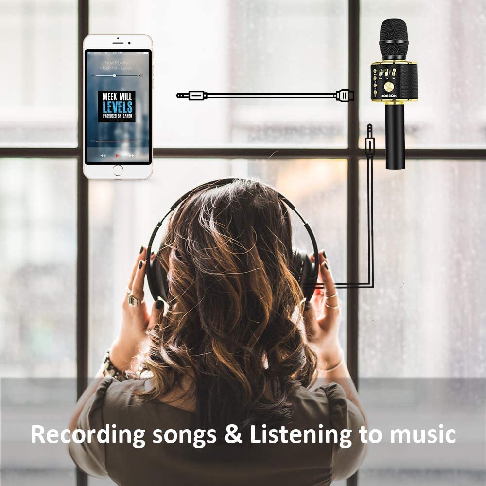 BONAOK Wireless Bluetooth Karaoke Microphone, Portable Toy Microphone for Singing, Gifts to Girls Boys Kids Adults All Age Q37（Bright Purple） jlhbookstore.store